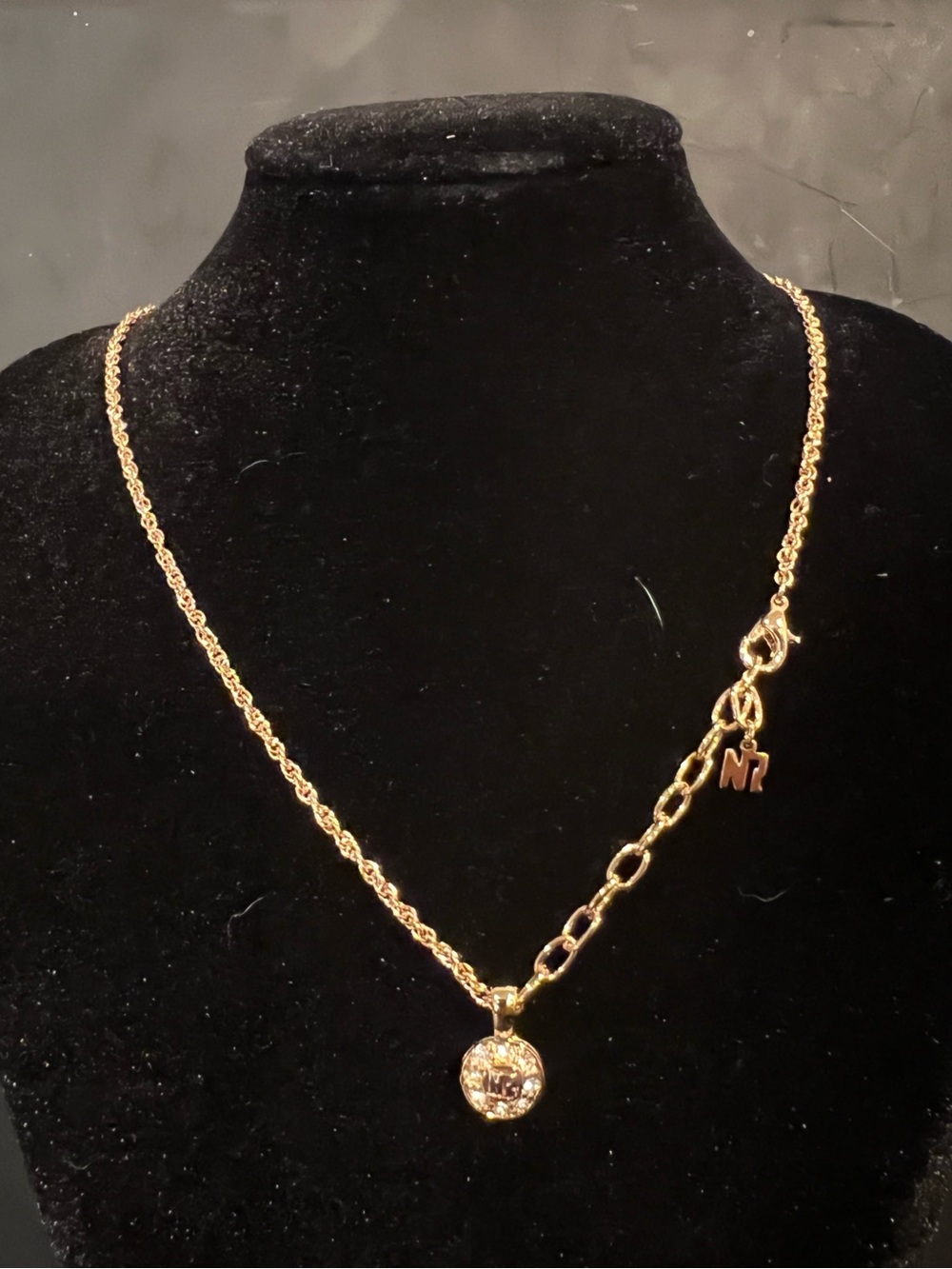 Nina Ricci Gold Chain Necklace with Sparkling Pendant
